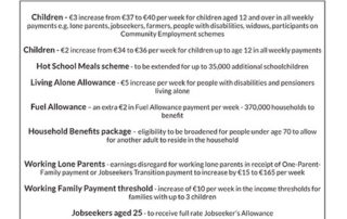 Social Welfare changes in Budget 2020